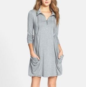 Kensie Womens Medium Gray Drapey French Terry Dress